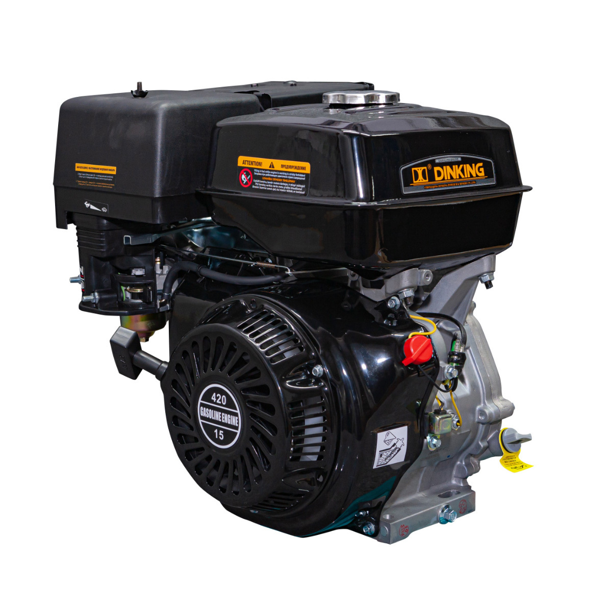 Двигатель Dinking DK190F-C(Q) (15лс, 25.4мм, ручной стартер, датчик масла)